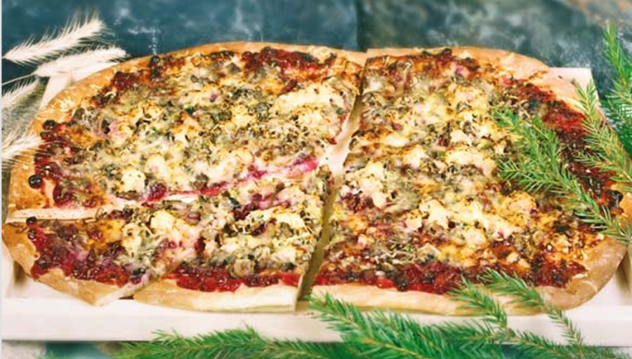 Puolukkainen sienipizza